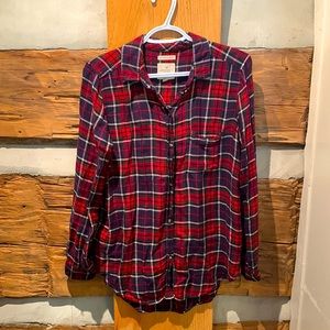 American Eagle Viscose Boyfriend Plaid Button Up
